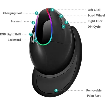 Ergonomie Verticale Mouse-ul Wireless Gaming Mouse Reîncărcabilă Rgb Led Backlit Parte Soareci de Calculator