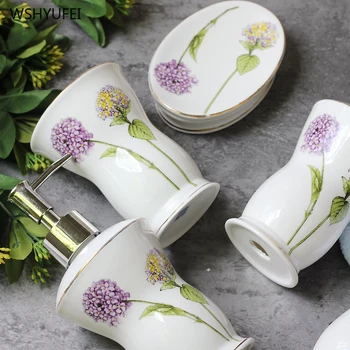 European de baie set Creativitate Flori de Papadie ceramice se spală costum Cinci piese set de băut din sticlă produse de uz casnic