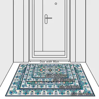 European Stil Palat Covor și Covor Etnice Albastru Florale Imprimate Dormitor, Camera de zi Anti-Alunecare Tapete Coridor Bucatarie Podea Mat