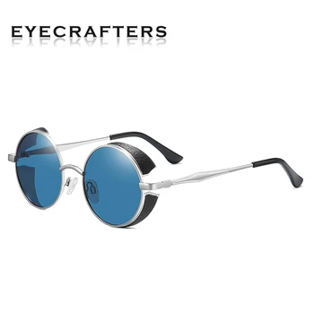 EYECRAFTERS 2020 Nou Mens pentru Femei Polarizati Steampunk ochelari de Soare Retro Punk de Metal de Epocă Ochelari de uv400 Rotund Ochelari de Epocă