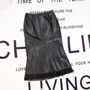 Fabrica de vânzare directă 2020 nou stil femei negru din piele fusta cu dantela