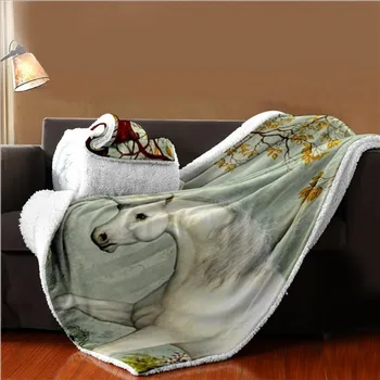 Fanaijia Dublu strat gros 3d unicorn pătură model de pavilion sherpa pluș arunca pătură pentru paturi