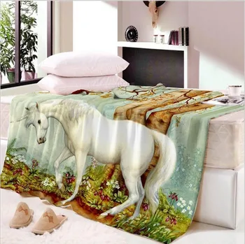 Fanaijia Dublu strat gros 3d unicorn pătură model de pavilion sherpa pluș arunca pătură pentru paturi