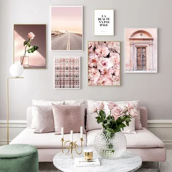 Fard de obraz Bujori Roz Rose Vintage de Perete Ușa Imagini de Artă Tablouri Canvas Postere si Printuri pentru Camera de zi Acasă Decorative