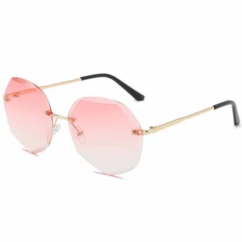 FEISHINI Rotund ochelari de Soare Pentru Femei fără ramă diamantate Obiectiv Clar de Brand Designer de Moda Nuante de Cristal Ochelari de Soare 2020