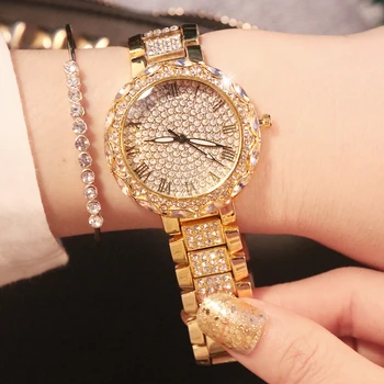 Femei Ceasuri de Lux, ceasuri de Aur pentru Femei Doamnelor Brățară cu Diamante din Oțel Inoxidabil xfcs Analog Femei Cuarț Ceas de mână Ceas