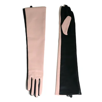 Femei Doamnelor din piele naturală de Culoare despicare Overlength Personalizate Roz Petrecere Seara mănuși mănuși lungi