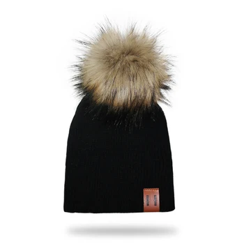 Femei Faux Raccoon Pălăria Pentru Femei de Iarna Capac de Croșetat Feminin Chelioși Și Căciuli