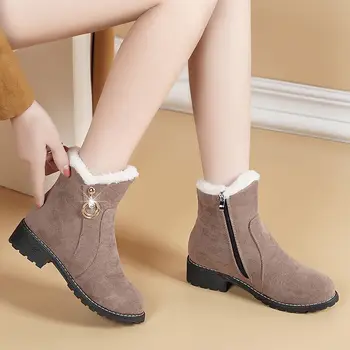 Femei Iarna Cizme Glezna 2020 Pluș Cald Autunm Iarna, Ghete Pantofi pentru Femei Plat Moale de Zăpadă Cizme Pantofi