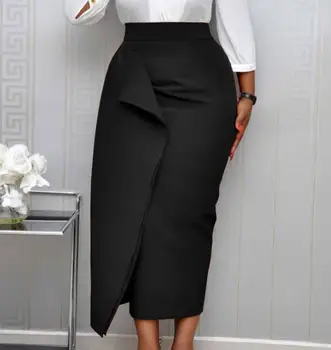 Femei Negru Rochie Bodycon Fuste Creion Cu Talie Înaltă Slim Midi Modest, Elegant Feminin Pachet Hip Jupes Falad Officewear De Moda Elegant
