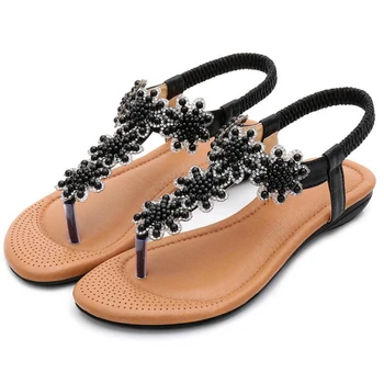Femei Sandale de Vară Stil Bling ștrasuri din Mărgele Moda Peep Toe Pantofi Jeleu Sandale Pantofi Plat Femeie Plaja de Flori flip flops c494