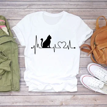 Femei T-shirt Desene animate Laba Pisica Amuzant Scrisoare Animal de Companie Drăguț Doamnelor Imprimare Lady Femei Graphic Top T Cămașă Femei Tee T-Shirt