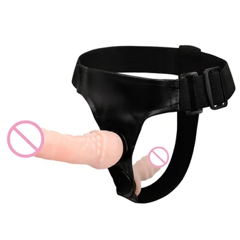 Femeia patrunde barbatul Dubla Realist Vibrator Anal Ultra Ham Elastic Belt Curea Pe Vibrator Strap-on dildo-uri pentru Adulti Jucarii Sexuale pentru Lesbiene Femeie