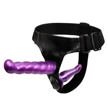Femeia patrunde barbatul Dubla Realist Vibrator Anal Ultra Ham Elastic Belt Curea Pe Vibrator Strap-on dildo-uri pentru Adulti Jucarii Sexuale pentru Lesbiene Femeie