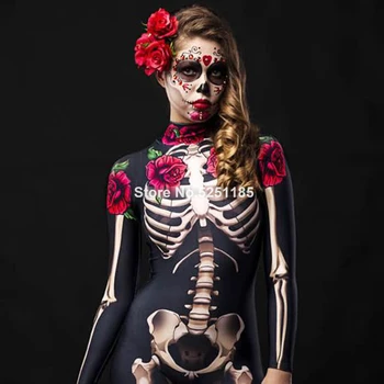 Femeile Cosplay Schelet Crescut Sexy Costum Halloween Diavol Fantomă, Spectru Salopeta Romper Petrecere Carnaval De Performanță Costum Înfricoșător
