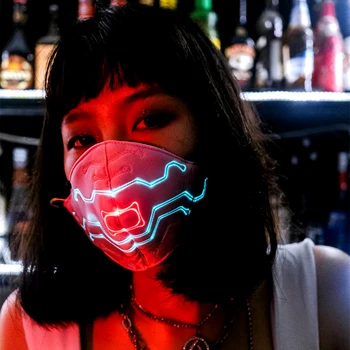 Femeile se Confruntă cu masca de Sunet de Control cu LED-uri de Lumină cu Dungi de Culoare RGB Reîncărcabilă oameni de Partid masca Cazul Bumbac Festival Acopere Fata