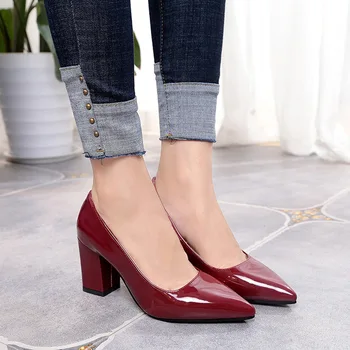 Femeile Subliniat Gros Pantofi Cu Tocuri De Femeie Munca Nunta, Pantofi De Dimensiuni Mici 33 - 34 De Mari Dimensiuni 42 43 Pompe De Femei Pantofi Roșii Cu Tocuri