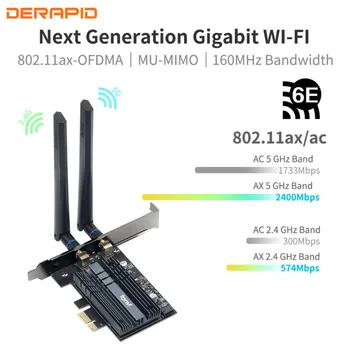 Fenvi 3000Mbps Dual Band Wireless placa de Retea Wi-Fi gratuit 6e Intel AX210 Adaptor WiFi AX210NGW 802.11 ac/ax Bluetooth 5.2 Pentru Desktop