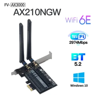 Fenvi 3000Mbps Dual Band Wireless placa de Retea Wi-Fi gratuit 6e Intel AX210 Adaptor WiFi AX210NGW 802.11 ac/ax Bluetooth 5.2 Pentru Desktop