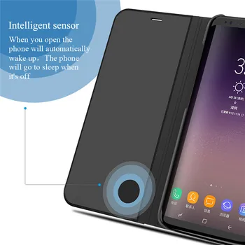 Fereastra De Vizualizare Clar Oglindă Flip Cover Pentru Samsung Galaxy S8 S9 Plus S7 S6 Edge Cip Inteligent Stea De Caz Pentru Samsung Note 8 9 Nota 5