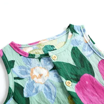 Fetita Romper Bumbac Salopeta De Vara De Îmbrăcăminte Pentru Copii Copilul Sugari Floare De Imprimare Fără Mâneci Costum Sunsuit Haine Nou-Nascuti