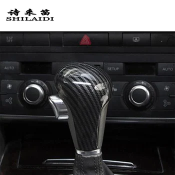 Fibra De Carbon De Styling Auto Gear Shift Knob Capul Acoperă Autocolante Pentru Toate Modelele Audi A6 C6 A4 B7 A5 Q5 Q7 Schimbătorului De Viteze Automată Accesoriile