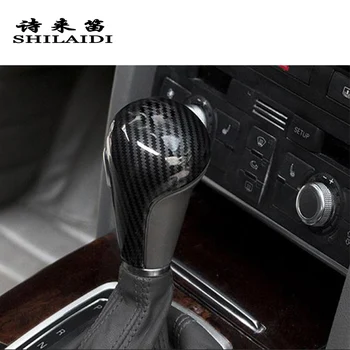 Fibra De Carbon De Styling Auto Gear Shift Knob Capul Acoperă Autocolante Pentru Toate Modelele Audi A6 C6 A4 B7 A5 Q5 Q7 Schimbătorului De Viteze Automată Accesoriile