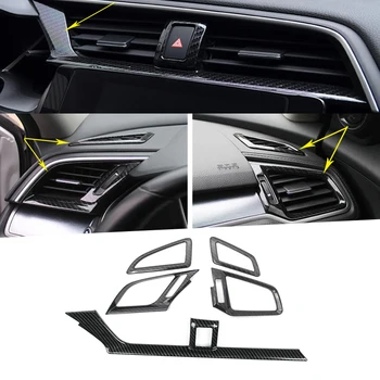 Fibra de Carbon Interior Semifabricate Cutie de Viteze Consola Panou Acoperire Cadru Trim Paiete Decor Pentru Honda Civic al 10-lea 2016 2017 2018
