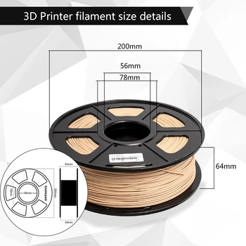 Fibre de lemn imprimantă 3d cu filament PLA&lemn 3d cu filament de 1.75 mm 1kg lemn fialment cu 18%fibre de lemn & 82%PLA nu bubble