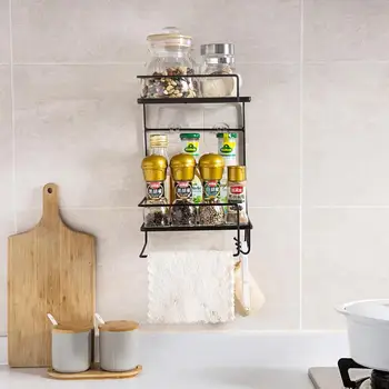 Fier Strat Dublu Montat Pe Perete Raft De Bucătărie Baie Duș Șampon Cosmetice Organizator Rack Toaletă Rafturi De Depozitare