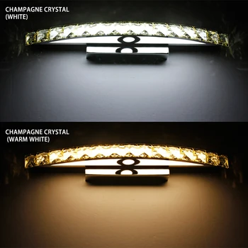 Fierbinte de Vânzare Chrome 10W LED Lumini de Perete cu Crystal Top Lampă Oglindă în Baie Corpuri de Iluminat 44cm timp 100-240V AC