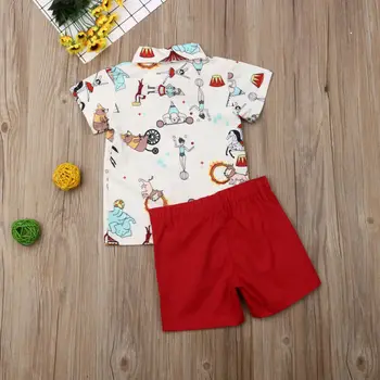 Fierbinte de Vânzare de Brand de Îmbrăcăminte pentru Băieți Copii Vara Baieti Haine de Desene animate Circ Imprimare Copii Băiat de Îmbrăcăminte Set T-shit+Pantaloni roupa infantil