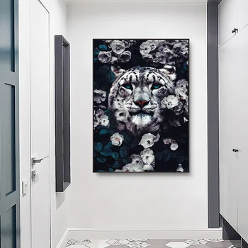 Flori Animal Leu Tigru Cerb Leopard Abstract Panza Pictura Arta De Perete Nordic Imprimare Poster Decorativ Tablou Living Decorul Camerei