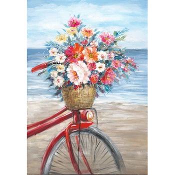 Flori romantice Biciclete Pictură în Ulei De Numărul De Adulți DIY Pânză Acril Pictat Casa Camera de zi de Decorare de Perete de Artă 003