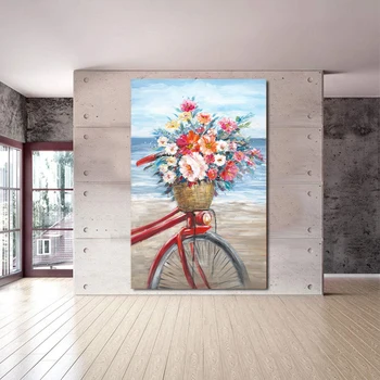 Flori romantice Biciclete Pictură în Ulei De Numărul De Adulți DIY Pânză Acril Pictat Casa Camera de zi de Decorare de Perete de Artă 003