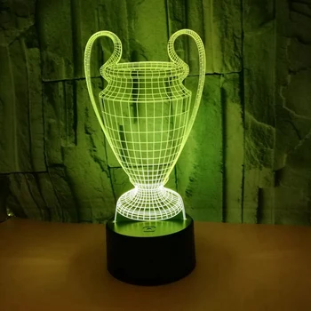 Fotbal 3D Cup Trofeu Lampă 7 Culori Schimbare 3D LED Lumina de Noapte Buton de Contact USB Dormitor Copil Somn Luminaria Lumina