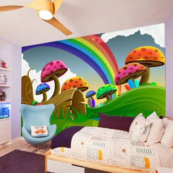 Foto personalizat Tapet 3D de Desene animate Curcubeu Drăguț Ciuperci pictura Murala pentru Copii Camera Copilului Camera Dormitor de Decorare de Perete Hârtie de Perete