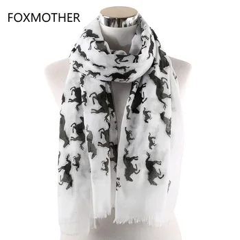 FOXMOTHER Cal Alb Esarfa Femei Șaluri Împachetări Bufanda Mujer de Animale Foulard Femme Eșarfe Doamnelor Primăvara anului 2019