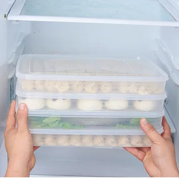 Frigider Găluște Cutie De Depozitare Cu Capac De Plastic Congelator Frigider Space Saver Alimente Organizator Rack Suport Tava Cutii F