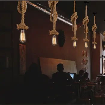 Frânghie de cânepă Pandantiv Lumini Industriale Epocă Lampă de Agățat pentru Camera de zi Bucatarie Home Decor Retro Corpuri de iluminat Loft corp de Iluminat