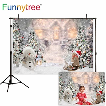 Funnytree crăciun fundal pomul de Iarnă fulg de nea scena de anul nou sania Xmas Party fundal photocall photophone decor