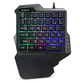 G30 35Keys Singură mână Tastatură cu Membrană cu Fir Gaming Tastatura cu Retroiluminare LED pentru PUBG mobile / Freefire / CF