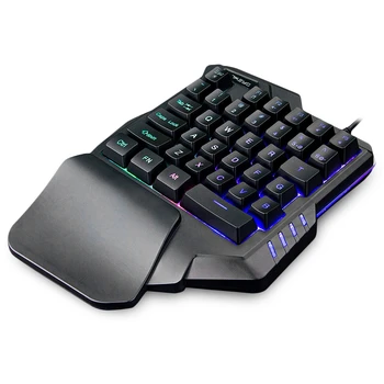 G30 35Keys Singură mână Tastatură cu Membrană cu Fir Gaming Tastatura cu Retroiluminare LED pentru PUBG mobile / Freefire / CF