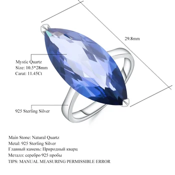 Gem de Balet 11.45 Ct Marquise Naturale Iolite Albastru Mystic Cuarț Inel de Piatră prețioasă Argint 925 Inele Pentru Femei Bijuterii Fine