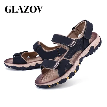 GLAZOV Brand 2019 Vacă de Înaltă Calitate din Piele Sandale Bărbați Respirabil Vara Noi Pentru Plajă Masculin Pantofi Barbati Gladiator Sandal 38-44