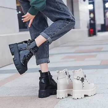 Glezna Cizme Pentru Femei Pantofi 2020 Pluș Cald Cizme De Zapada Mare Platforma Din Piele Pantofi De Iarna Femeie Lanț De Blană Branț Punk Cizme Femei