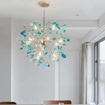 Glob LED candelabru agat albastru/verde/mov/roz agat candelabru pentru dormitor/living/bucatarie/sufragerie/hol