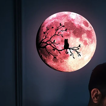 Glow în Întuneric Perete sau Tavan Luna Autocolant-Luminos Decal Autocolant pentru Simulat Efectul Planeta Pe timp de Noapte-Negru Copac Pisica