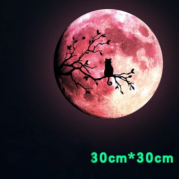 Glow în Întuneric Perete sau Tavan Luna Autocolant-Luminos Decal Autocolant pentru Simulat Efectul Planeta Pe timp de Noapte-Negru Copac Pisica