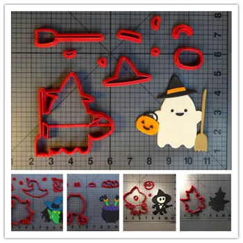 Halloween vrăjitoare care zboară duhul cazan silueta forma fondant freze pentru tort de halloween cupcakes decorarea cookie-uri de imprimare 3D
